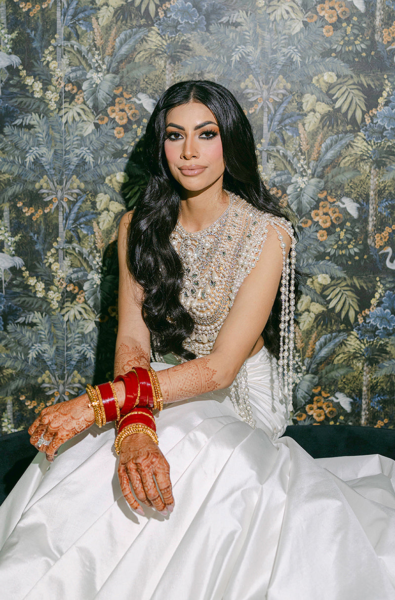 Bride: Simran Asere in our Ivory Silk Draped Swirl Skirt Set
