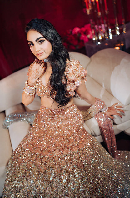 Bride: Rubal Bhangal in our Gold Ombré Embroidered Lehenga Set