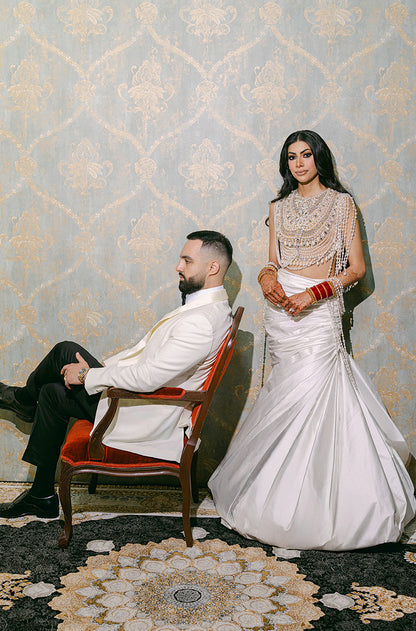 Bride: Simran Asere in our Ivory Silk Draped Swirl Skirt Set