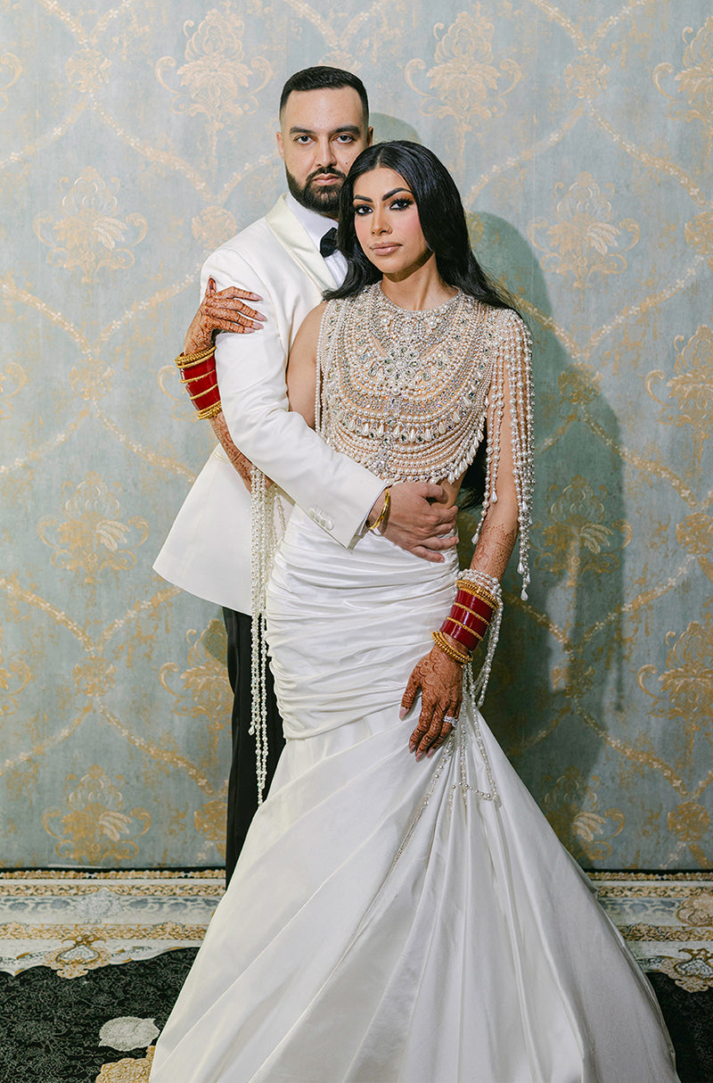 Bride: Simran Asere in our Ivory Silk Draped Swirl Skirt Set