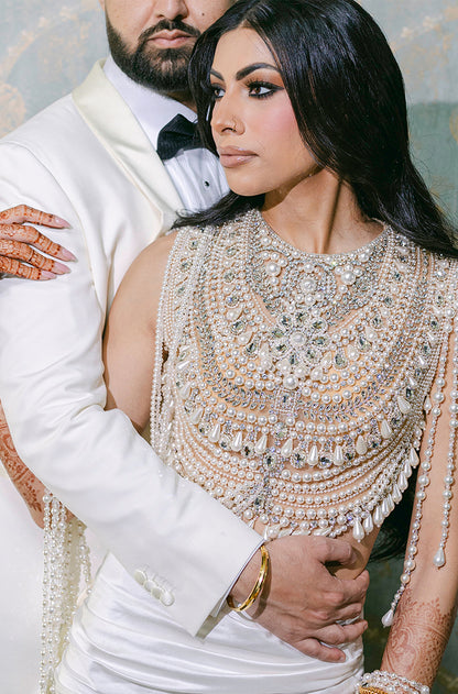 Bride: Simran Asere in our Ivory Silk Draped Swirl Skirt Set