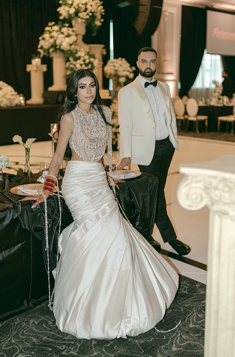 Bride: Simran Asere in our Ivory Silk Draped Swirl Skirt Set