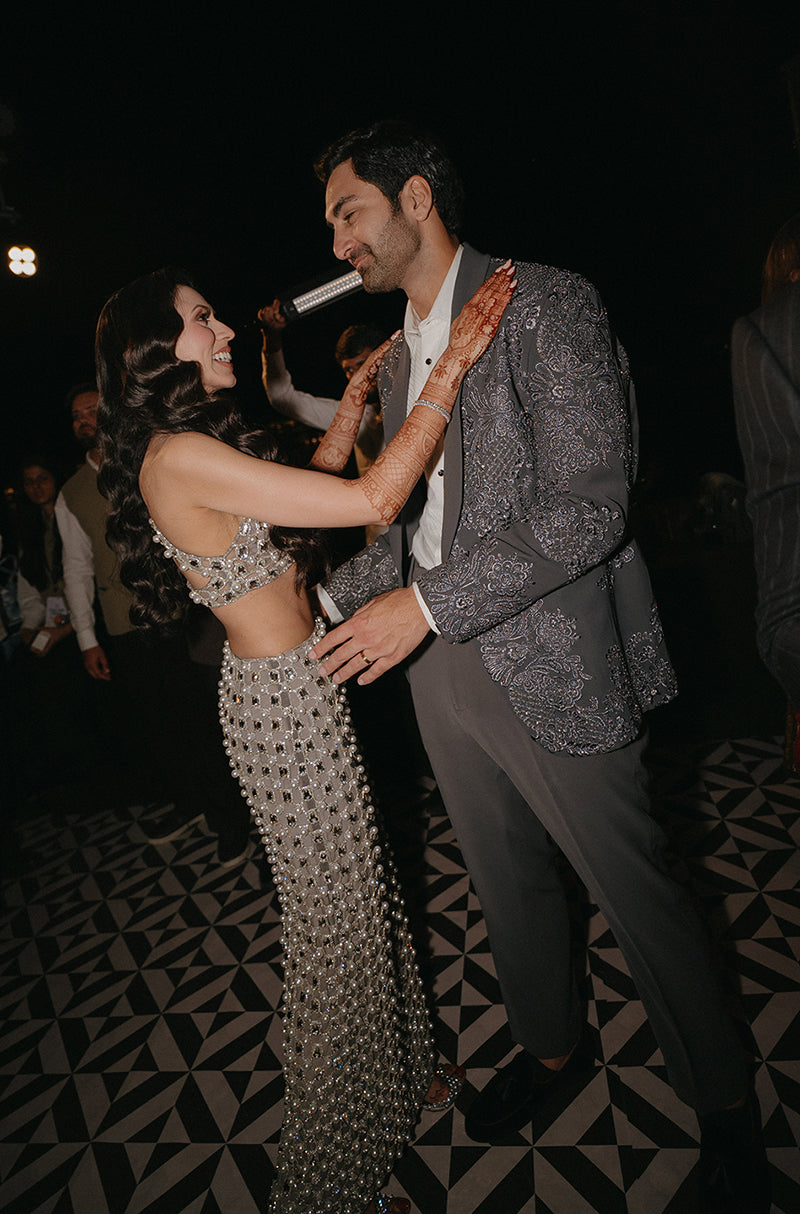 Bride: Shikha in our Silver Embroidered Lehenga Set
